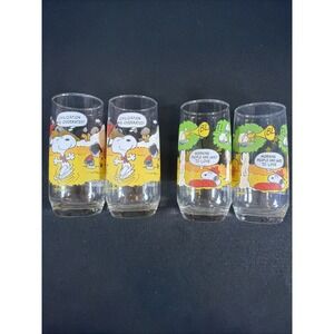 Vintage 1983 McDonalds Camp Snoopy Collection Glasses Set of 4 Peanuts Peanuts